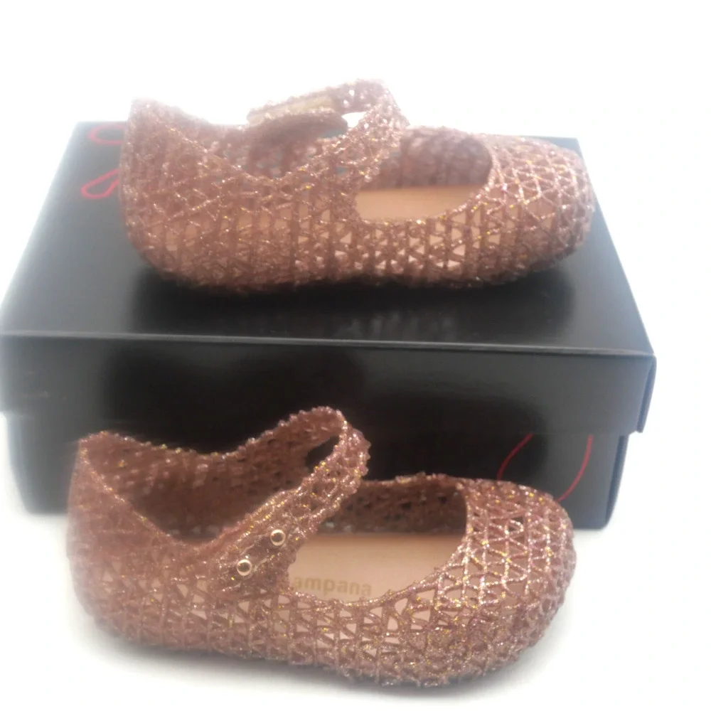 NEW Mini Melissa Rose Glitter Campana Mary Jane Shoes Sandals Toddler Girls 7